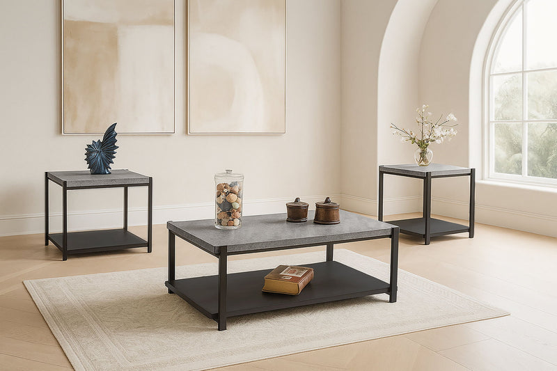 Linea - 3 Piece Occasional Set (1 Coffee & 2 End Tables) - Black / Brown