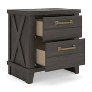 Vonitta Bay - Two Drawer Night Stand - Dark Brown - Furniture Source (IA) 