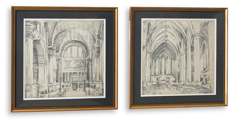 Downyard - Wall Art Set (Set of 2) - Black / Beige