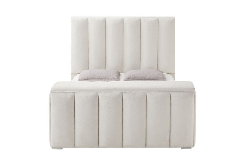 Serenity - King Bed With Speaker, TV Lift, Fireplace - Cream