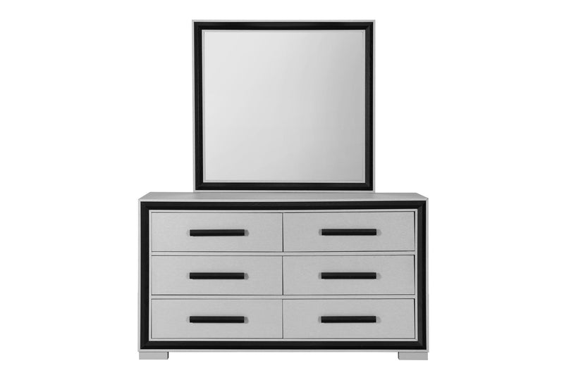 Amelia - 5 Piece King Bedroom Set (King Bed With LED, Cooler And Speaker) - Black / Gray