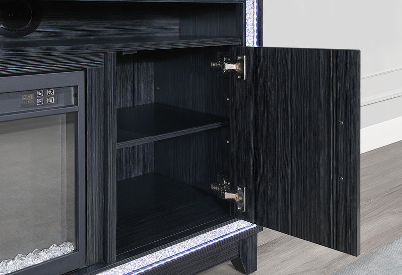 Lily - 72" Entertainment Unit With LED, Speakers, Crystal Inserts - Dark Gray