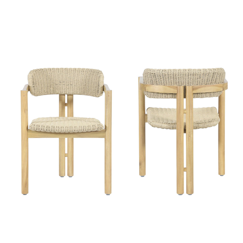 Sedona - Wood And Wicker Patio Dining Chair (Set of 2) - Natural / Brown