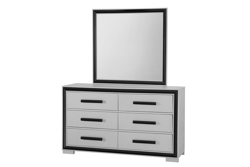 Amelia - 5 Piece Full Bedroom Set With LED, Cooler And Speaker - Black / Gray