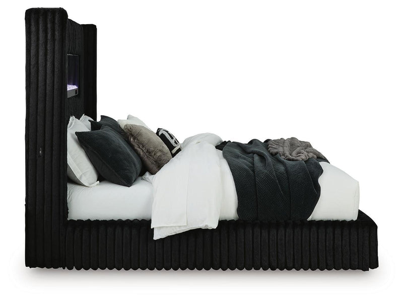 Tayleena - Upholstered Bed With Fireplace And Wireless Audio
