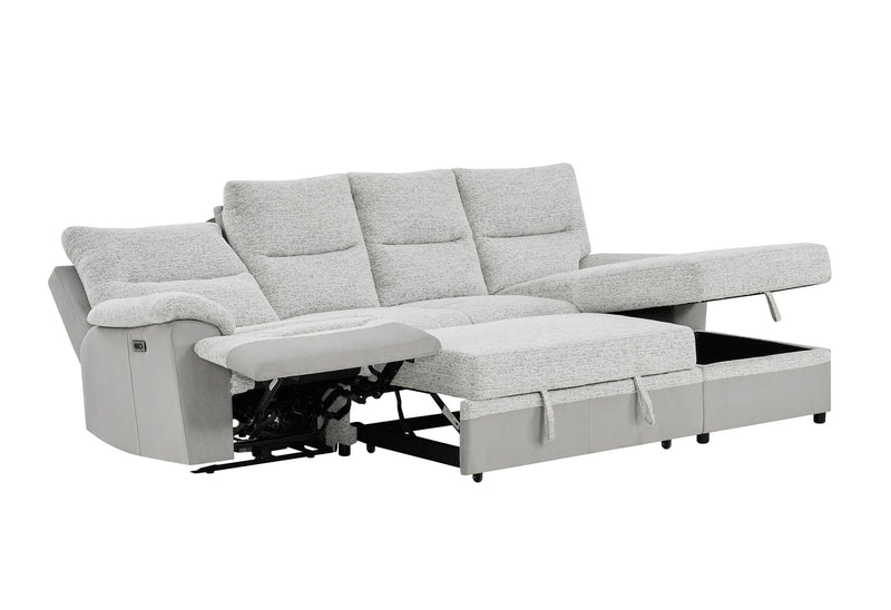 U3822 - Sectional With Pull Out Bed And USB - Light Gray