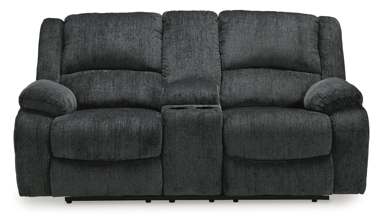 Draycoll Power Reclining Loveseat with Console - Furniture Source (IA) 