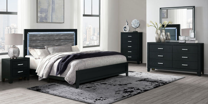 Reid - Queen Bed With LED - Black