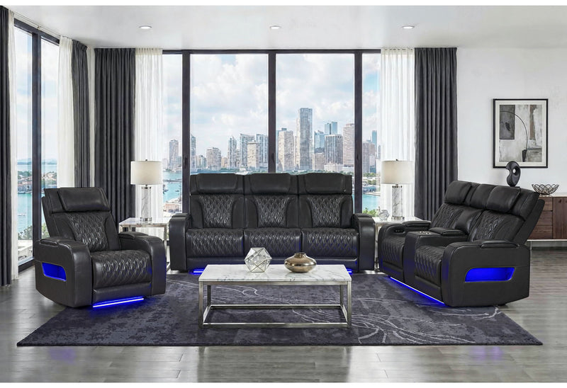 U8611 - Power Reclining Sofa With Power Headrest And LED - Charcoal