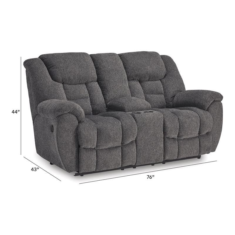 Foreside - Dbl Reclining Loveseat with Console - Charcoal