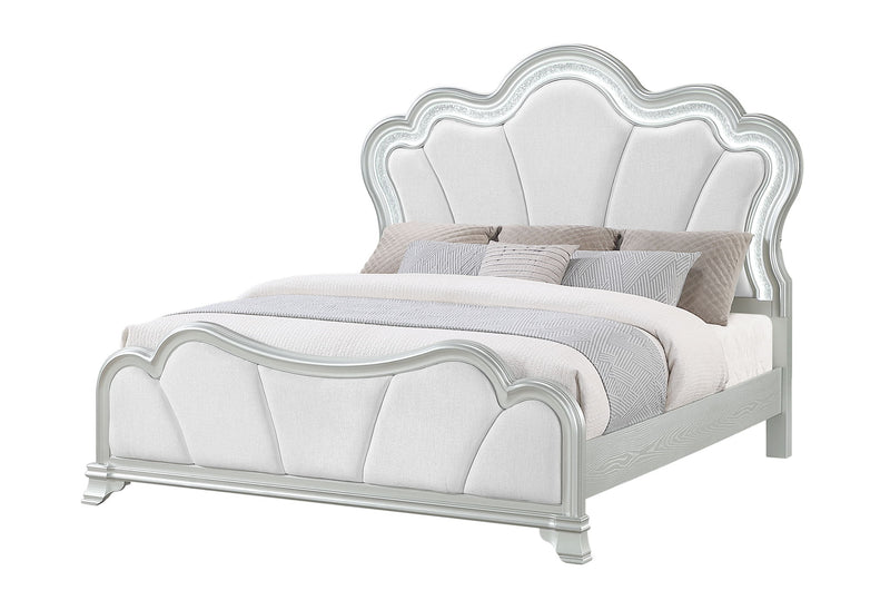 Aria - King Bed With LED - Silver