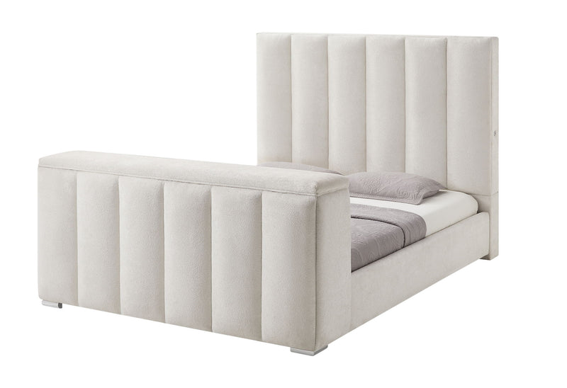Serenity - Queen Bed With Speaker, TV Lift, Fireplace - Cream