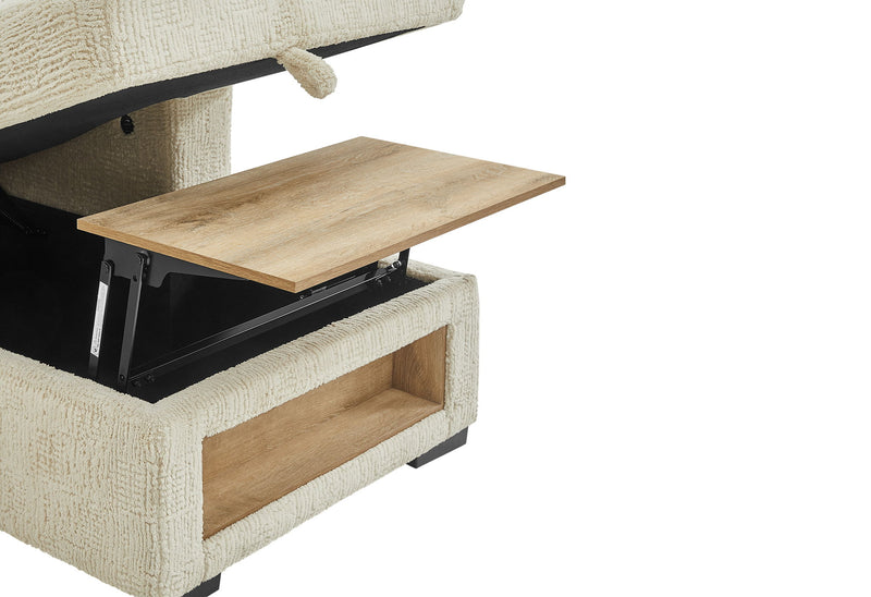 U0222 - Pull Out Sofa Bed With Speaker And 2 Pillows - Cream