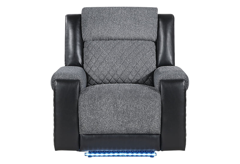U5914 - 3 Piece Living Room Set (Reclining Sofa / Console Reclining Loveseat / Recliner) - Gray / Black