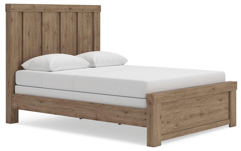 Oliandon - 3 Pc. - Queen Panel Bed, Dresser And Mirror - Light Brown