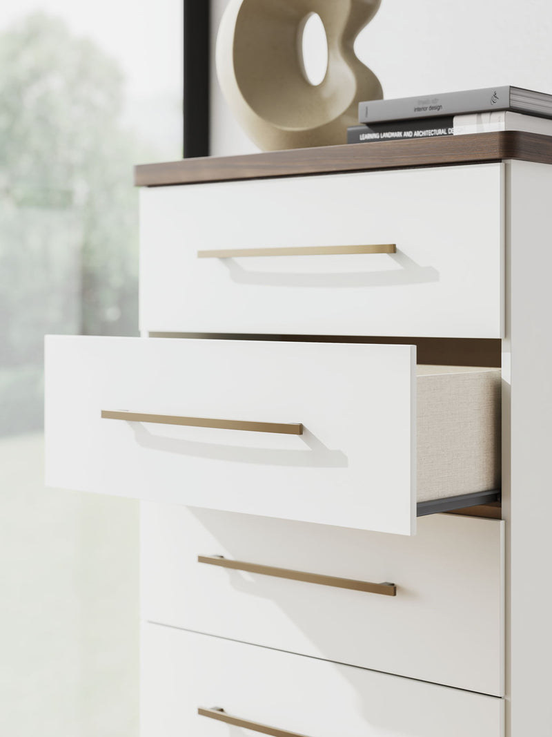 Kendanport - Five Drawer Chest - Brown / White