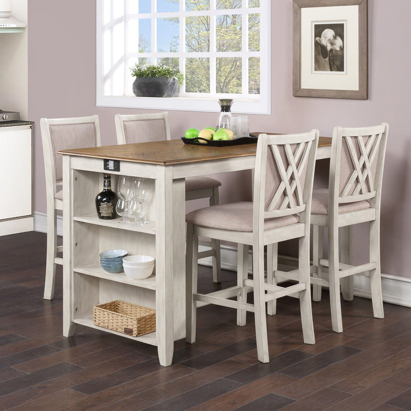 Amy - 60" Counter Table & Chairs With Storage