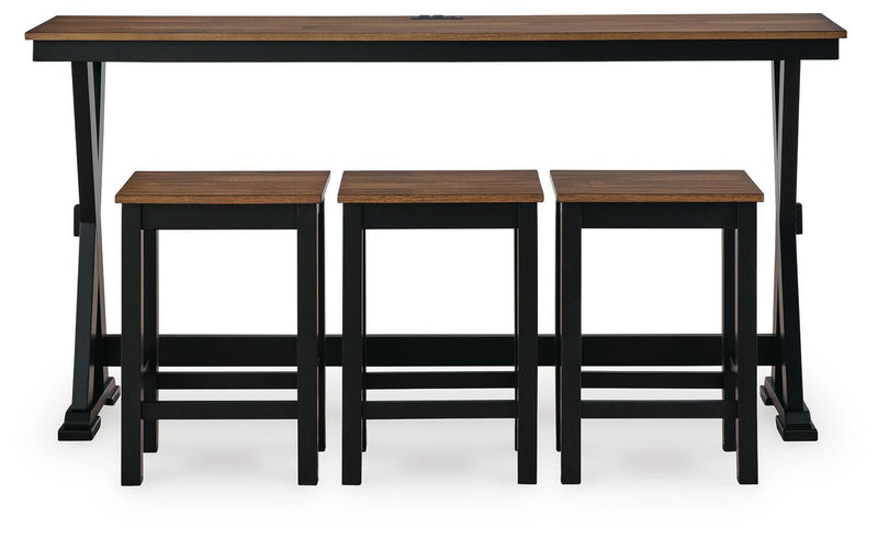 Wildenauer - Rectangular Dining Room Counter Table Set (Set of 4) - Brown / Black
