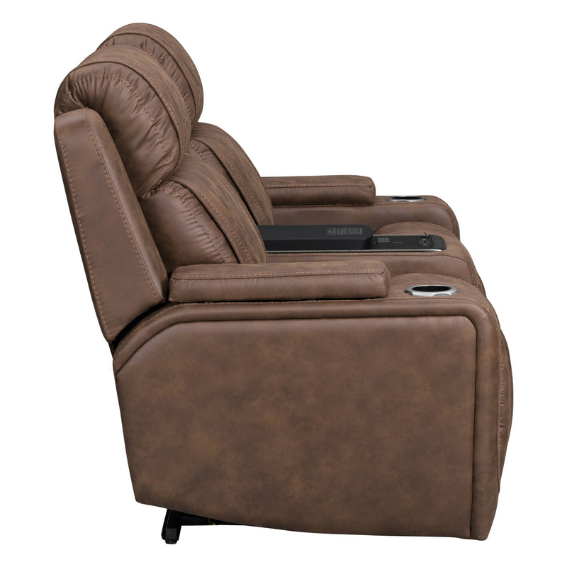 Carrow - Loveseat With Power Headrest, Footrest & Cooler, Massage, Stereo - Brown - Furniture Source (IA) 