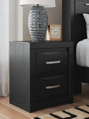 Stabotta - Two Drawer Night Stand - Black - Furniture Source (IA) 