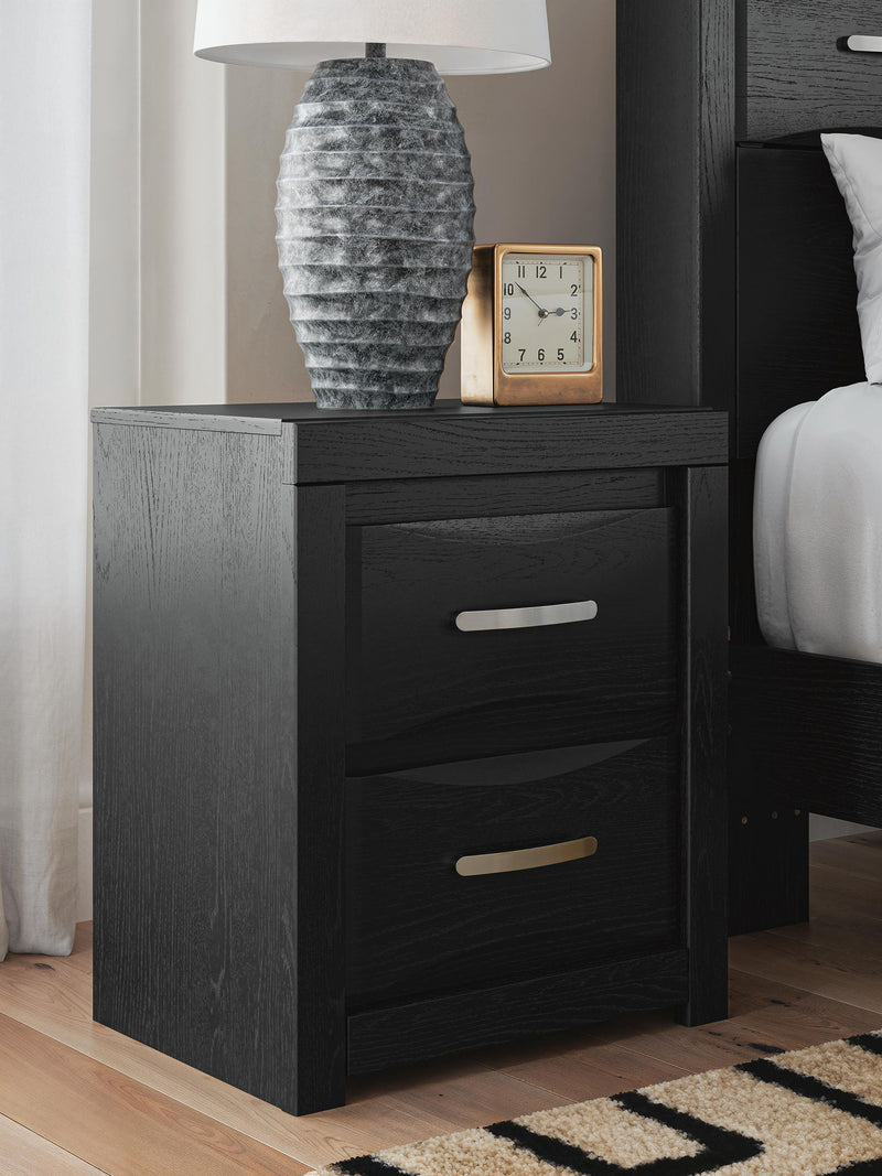 Stabotta - Two Drawer Night Stand - Black - Furniture Source (IA) 