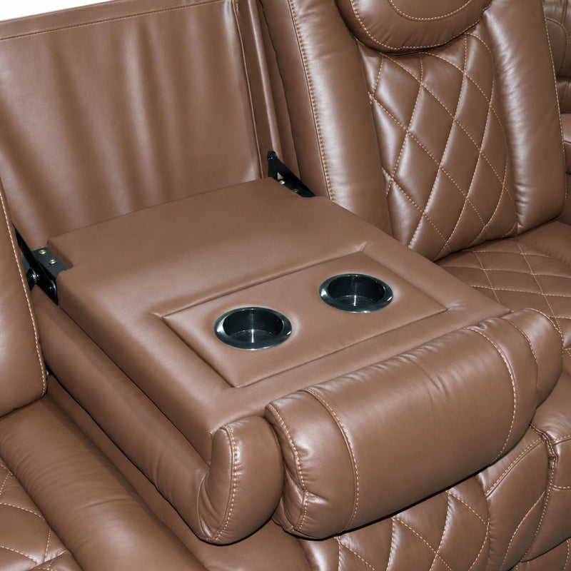 Dorian - Reclining Leather Sofa With Power Headrest And Footrest - Brown - Furniture Source (IA) 