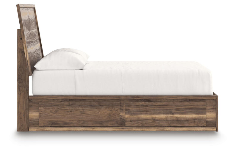 Chirason - 3 Pc. - Full Panel Storage Bed, Dresser And Mirror - Brown