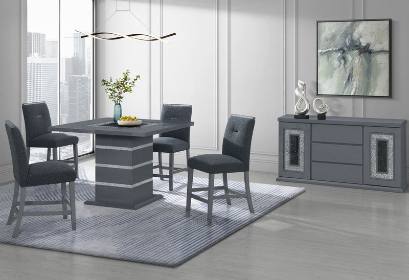 Monaco - 9 Piece Dining Room Set (Bar Table And 8 Bar Stools) - Dark Gray
