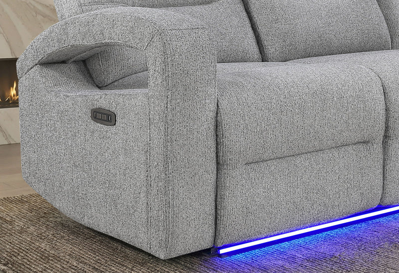 U6611 - Power Console Reclining Loveseat With LED - Dark Gray