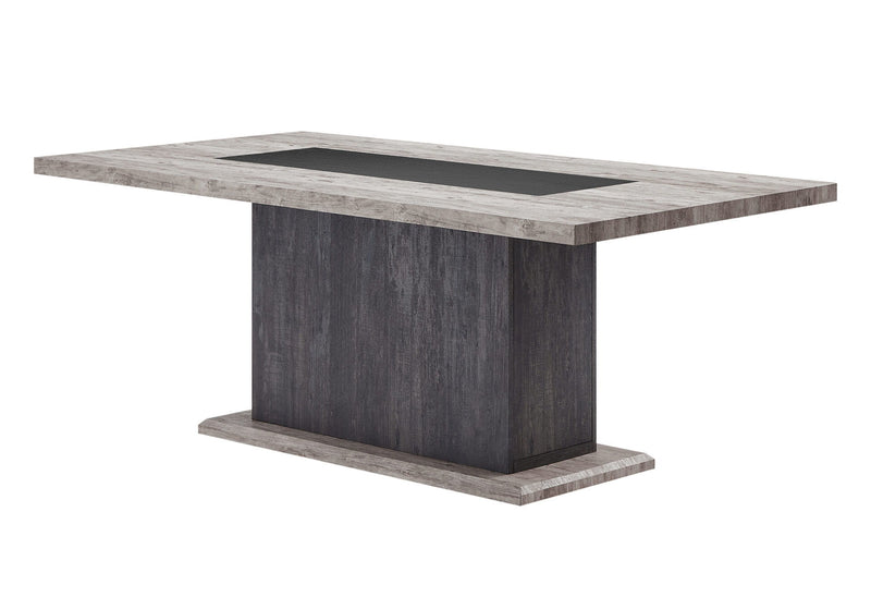 D8030 - Dining Table With 2 Storage Drawers And 1 Storage Door - Black / Brown