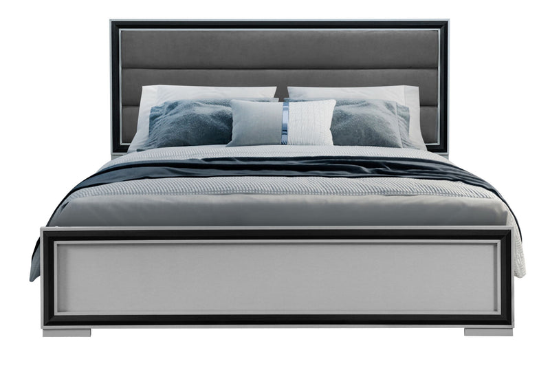 Amelia - Queen Bed With LED - Gray / Black