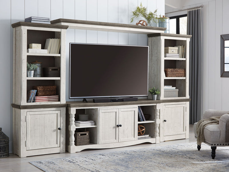 Havalance - 4 Pc. - Entertainment Center - 67" TV Stand - Brown / Beige