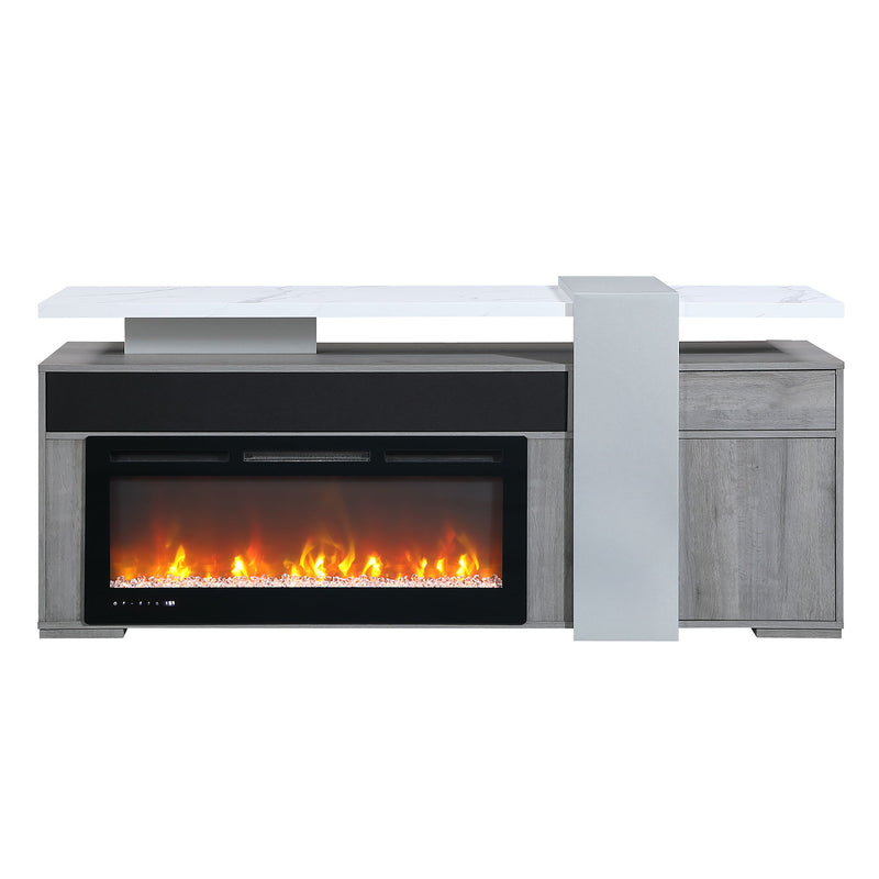 Zoro - 76" Entertainment Unit With Bluetooth Speaker - Dark Brown / White