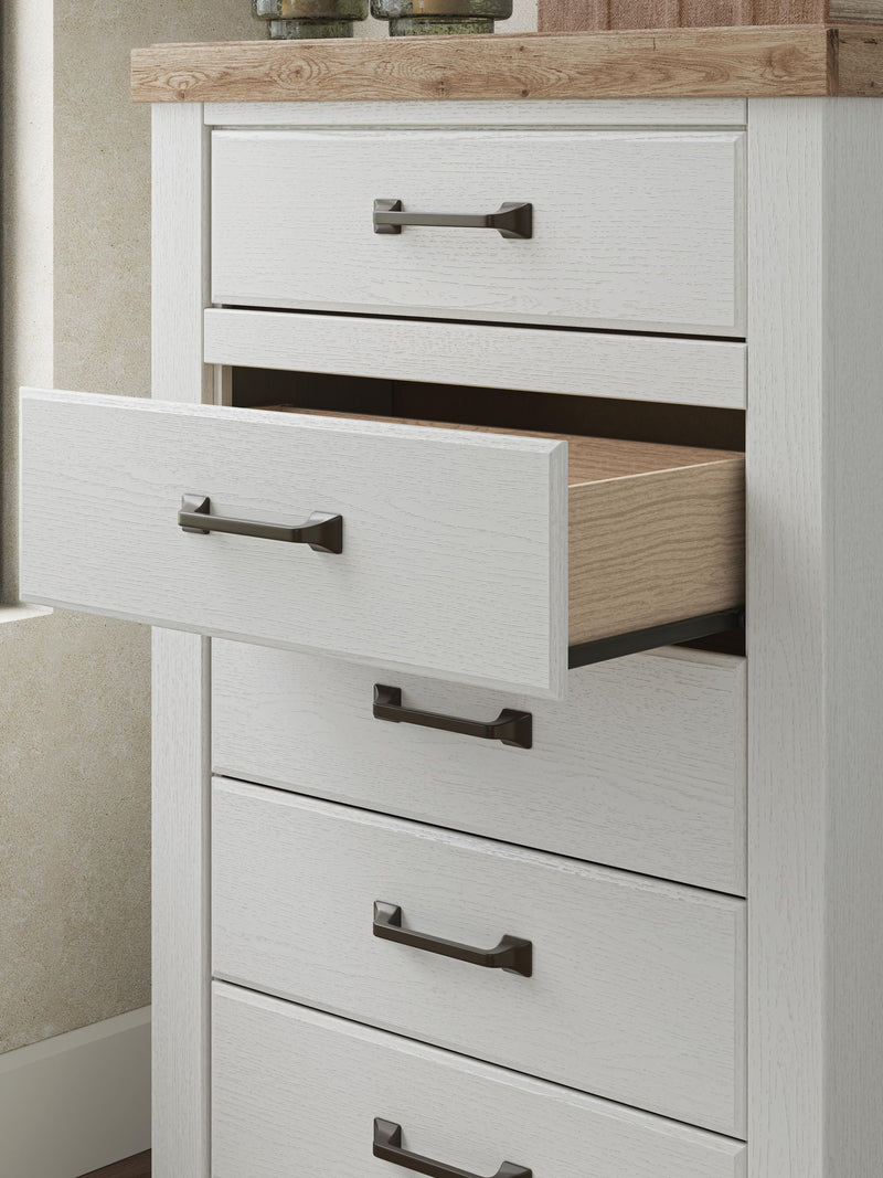 Savonport - Five Drawer Chest - White / Brown