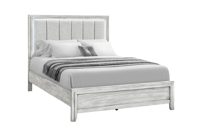 Elsie - Queen Bed With LED - Light Gray