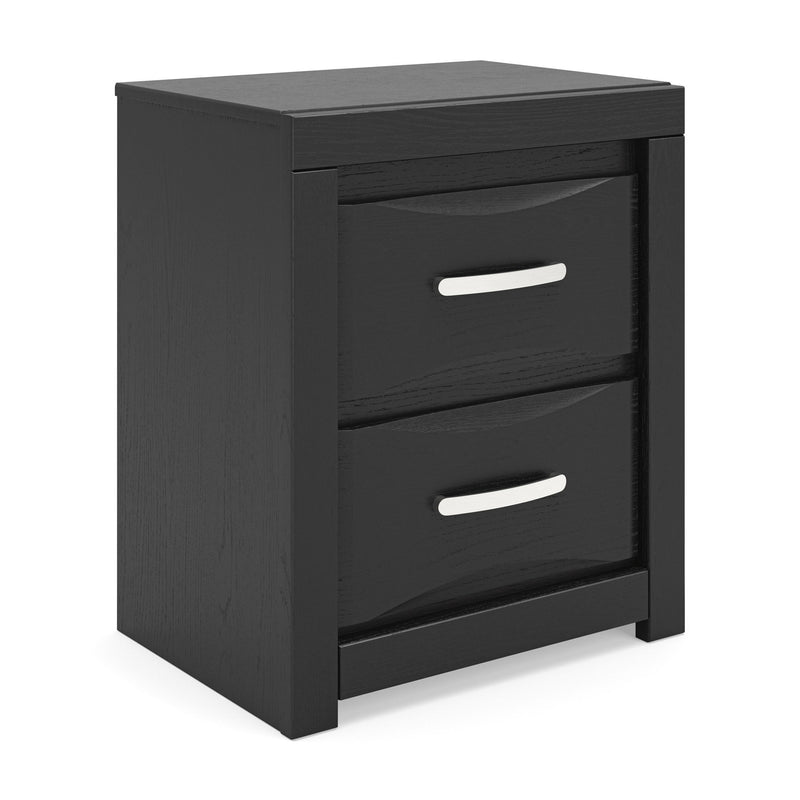 Stabotta - Two Drawer Night Stand - Black - Furniture Source (IA) 