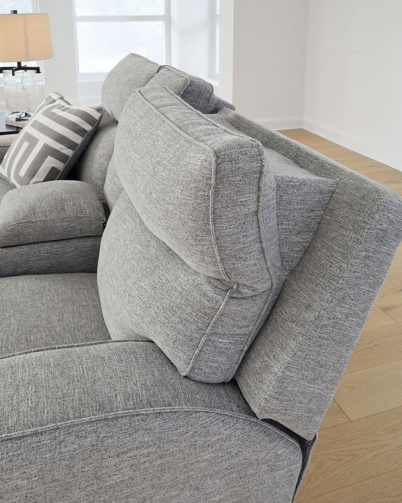 Biscoe - Power Reclining Loveseat With Console /Adj Headrest - Pewter