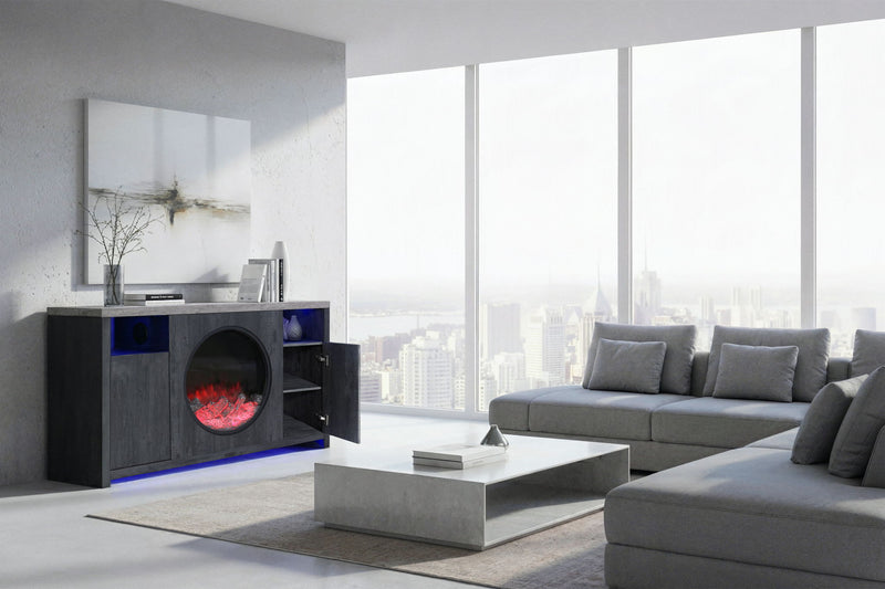 Nyla - 60" Entertainment Unit With Speakers And LED - Dark Gray / Light Gray