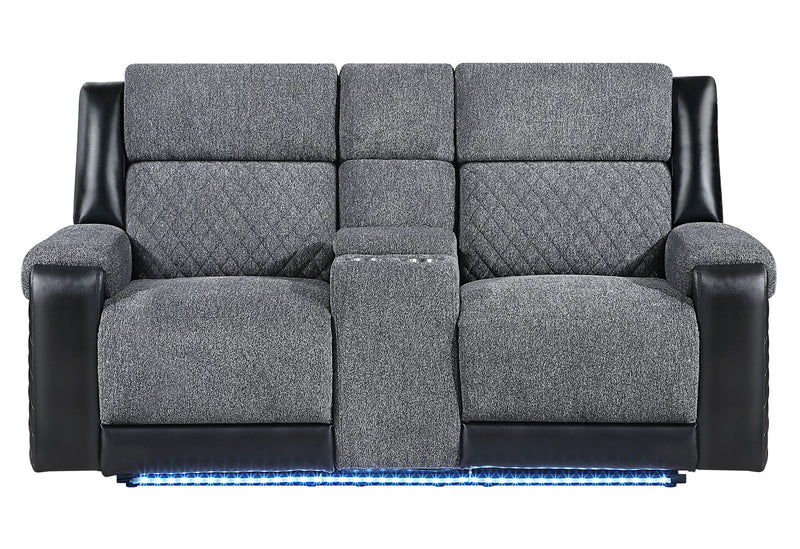 U5914 - 3 Piece Living Room Set (Reclining Sofa / Console Reclining Loveseat / Recliner) - Gray / Black