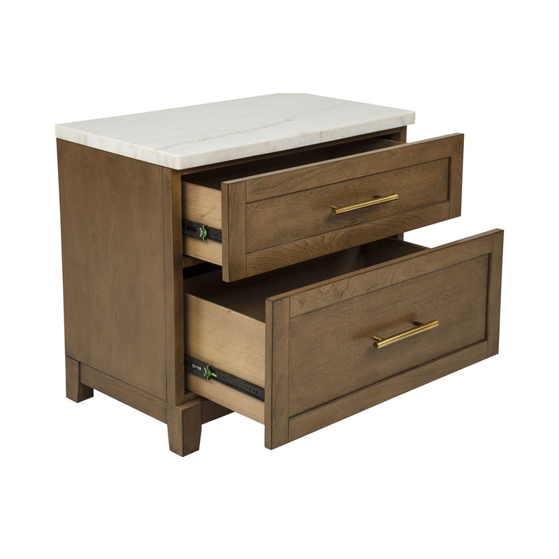Devonshire - Nightstand With Marble Top And USB Port - Cognac - Furniture Source (IA) 