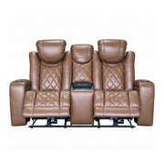 Dorian - Reclining Leather Loveseat With Power Headrest, Footrest And Cooler - Brown - Furniture Source (IA) 