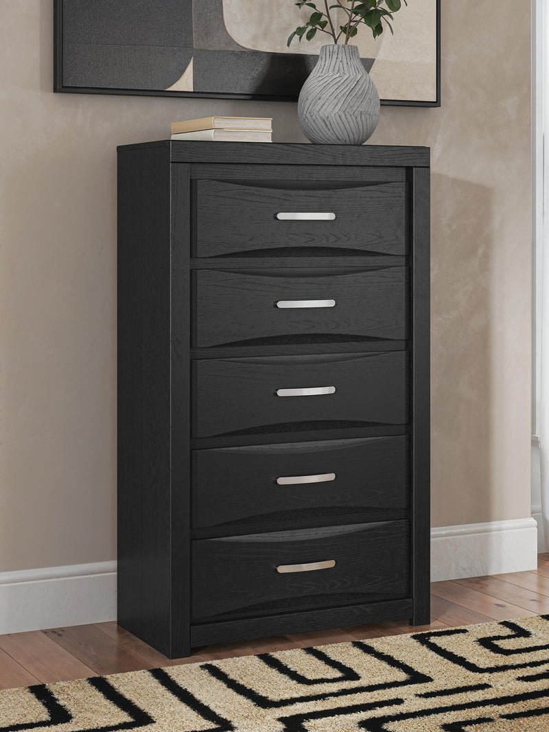 Stabotta - Five Drawer Chest - Black - Furniture Source (IA) 