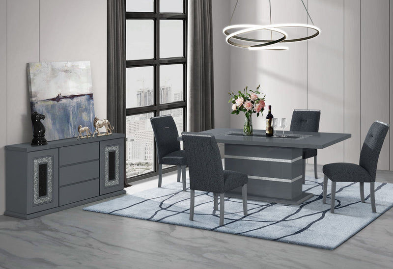 Monaco - 7 Piece Dining Room Set (Dining Table And 6 Dining Chairs) - Dark Gray