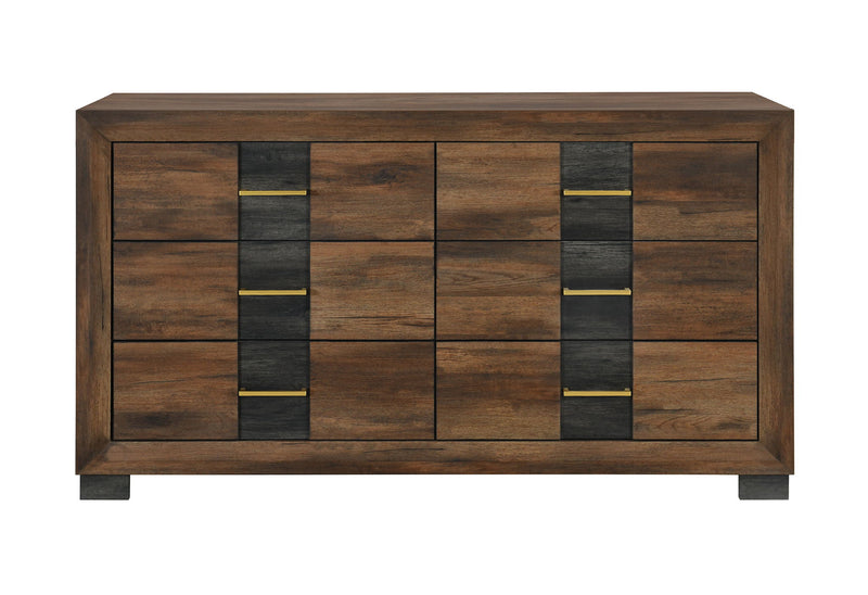 Optimus - 5 Piece King Bedroom Set - Black / Brown