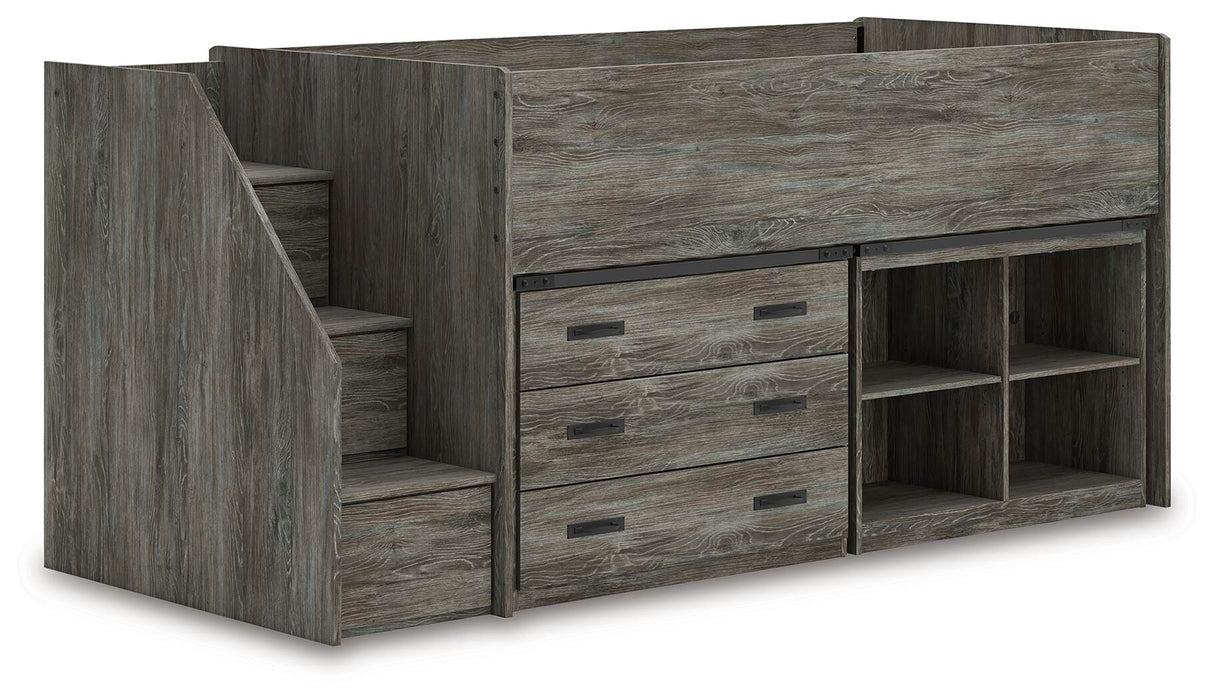 Frandern Loft Bed with Bookcase and Drawer Storage - Furniture Source (IA) 