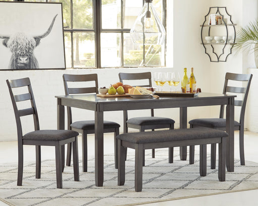 Bridson Dining Table and Chairs with Bench (Set of 6) - Furniture Source (IA) 