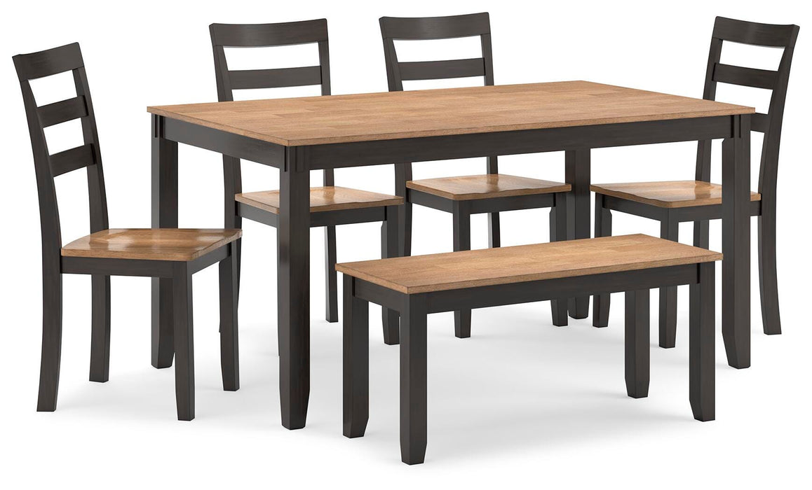 Gesthaven Dining Table with 4 Chairs and Bench (Set of 6) - Furniture Source (IA) 