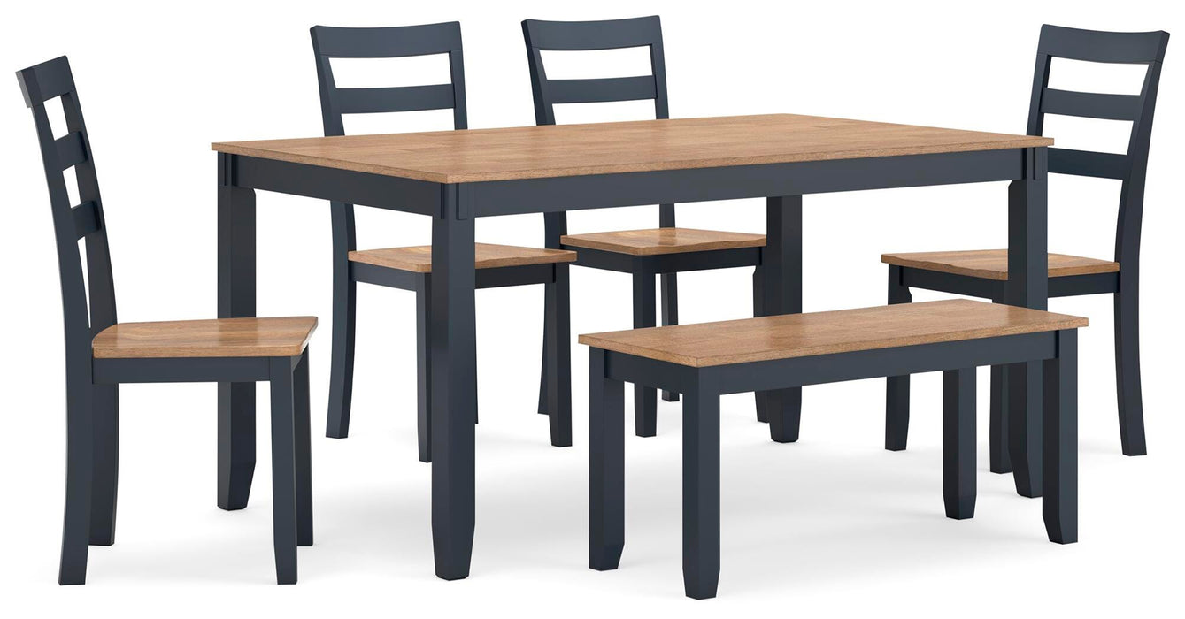 Gesthaven Dining Table with 4 Chairs and Bench (Set of 6) - Furniture Source (IA) 