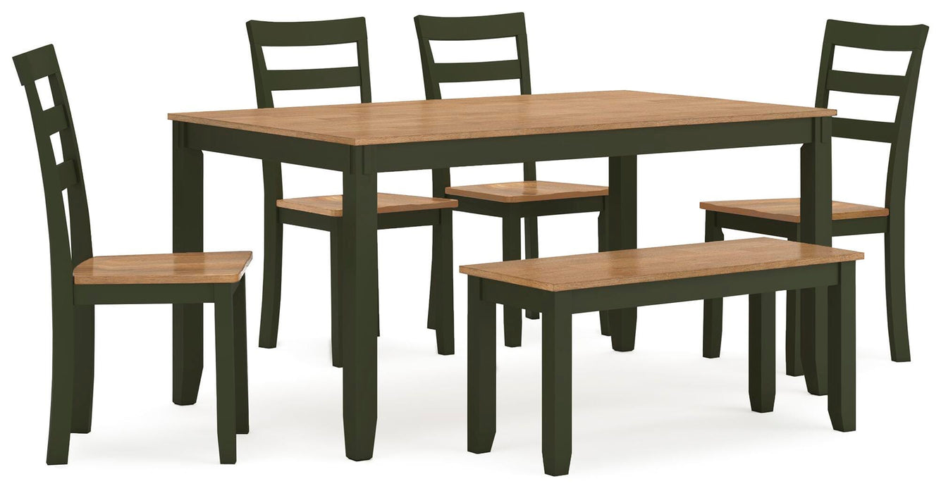 Gesthaven Dining Table with 4 Chairs and Bench (Set of 6) - Furniture Source (IA) 