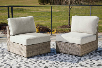 Calworth Outdoor Armless Chair with Cushion (Set of 2)